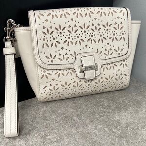 Rare Coach Taylor Leather Laser Cut Flap Clutch